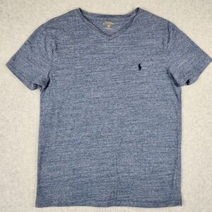 Polo Ralph Lauren T-Shirt Men's M V-Neck Blue Heather Slub Knit